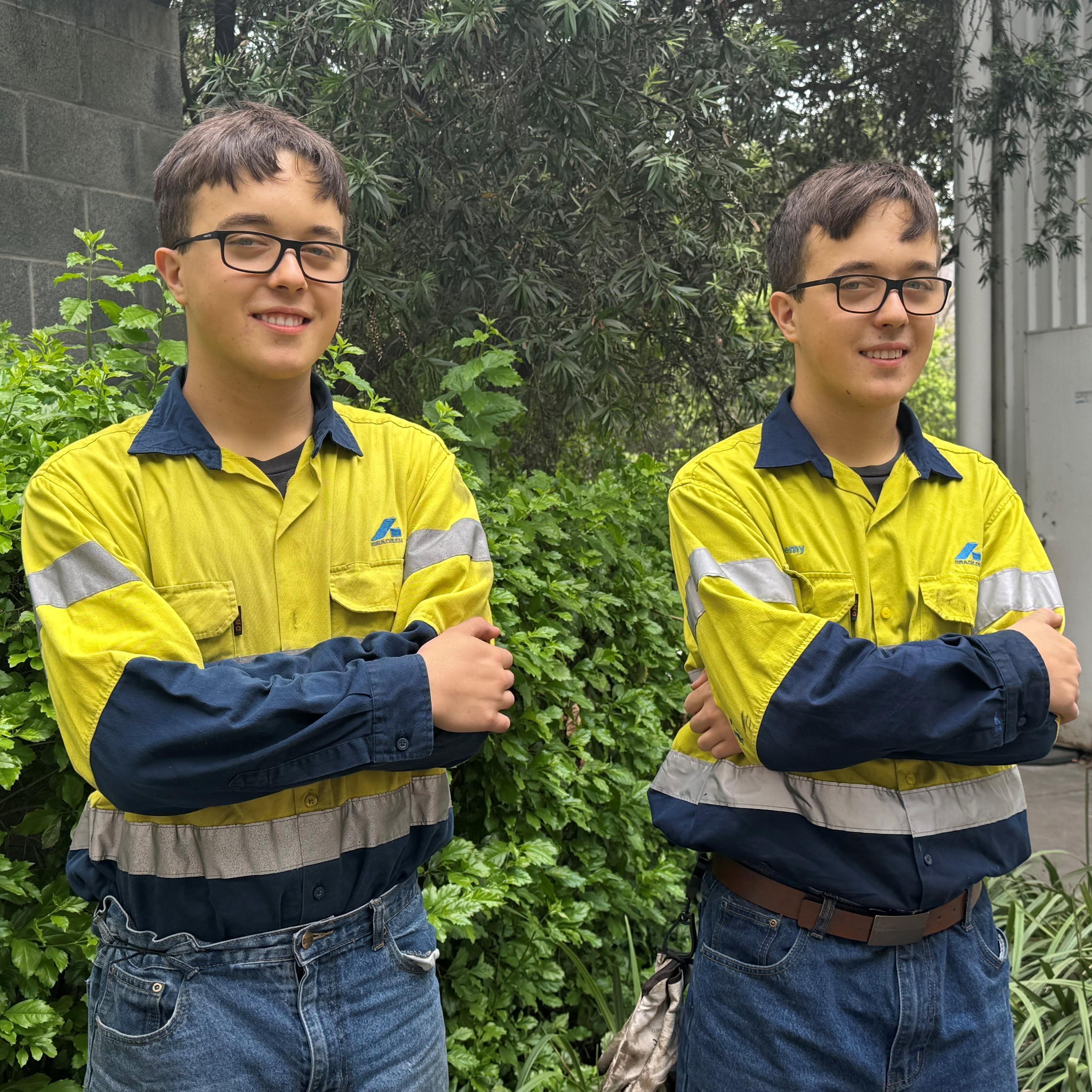 Max and Jeremy Harvey, identical twin brothers, first year apprentice boilermakers at Mt Thorley (2024)